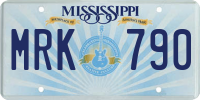 MS license plate MRK790