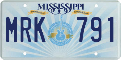 MS license plate MRK791