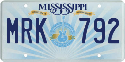 MS license plate MRK792