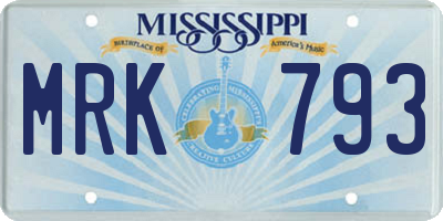 MS license plate MRK793