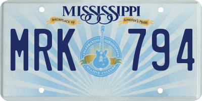 MS license plate MRK794
