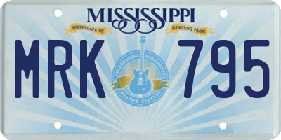MS license plate MRK795