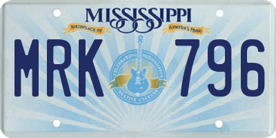 MS license plate MRK796