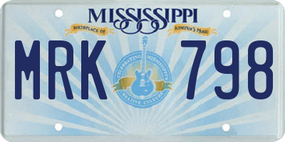 MS license plate MRK798