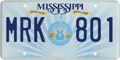 MS license plate MRK801