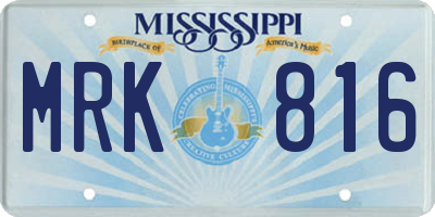 MS license plate MRK816