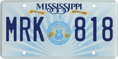 MS license plate MRK818