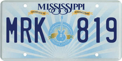 MS license plate MRK819
