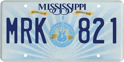 MS license plate MRK821