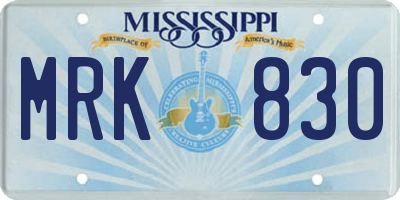 MS license plate MRK830