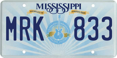 MS license plate MRK833