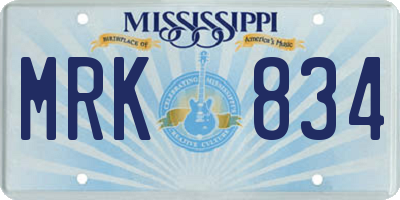 MS license plate MRK834