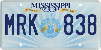MS license plate MRK838