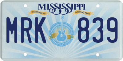 MS license plate MRK839