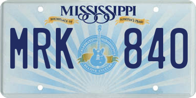 MS license plate MRK840