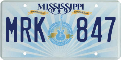 MS license plate MRK847