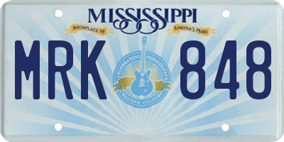 MS license plate MRK848