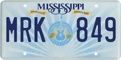 MS license plate MRK849