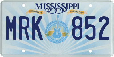 MS license plate MRK852