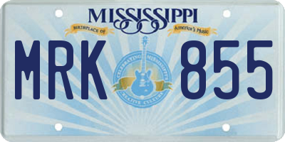 MS license plate MRK855