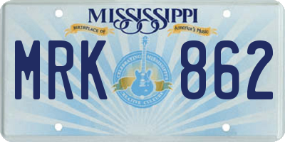 MS license plate MRK862