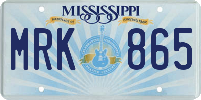 MS license plate MRK865