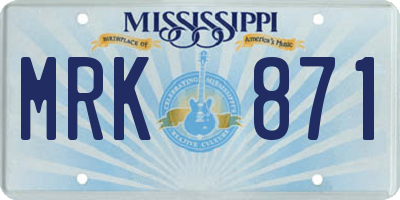 MS license plate MRK871