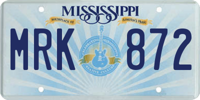 MS license plate MRK872