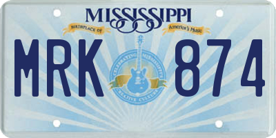 MS license plate MRK874
