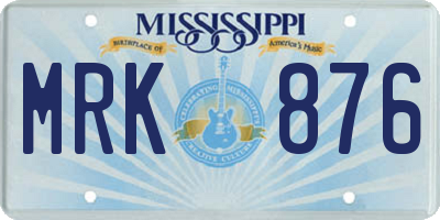 MS license plate MRK876