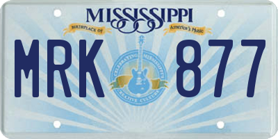 MS license plate MRK877