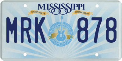 MS license plate MRK878