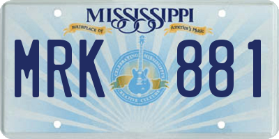 MS license plate MRK881