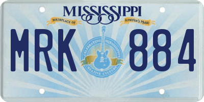 MS license plate MRK884