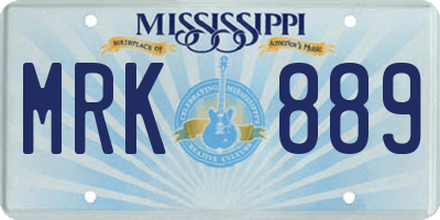 MS license plate MRK889