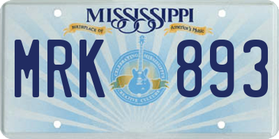 MS license plate MRK893