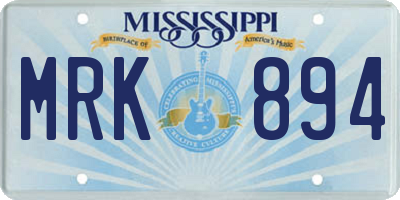 MS license plate MRK894