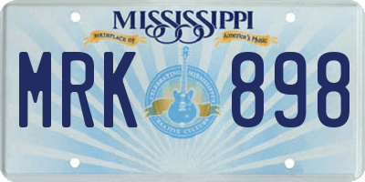 MS license plate MRK898