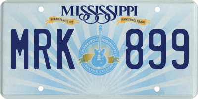 MS license plate MRK899