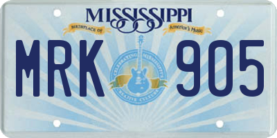 MS license plate MRK905
