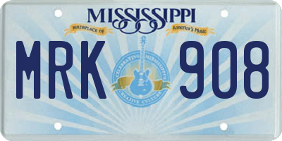 MS license plate MRK908