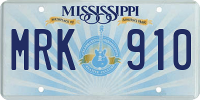 MS license plate MRK910