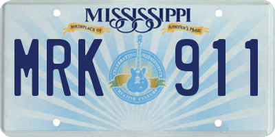MS license plate MRK911