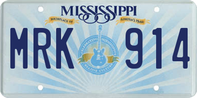 MS license plate MRK914