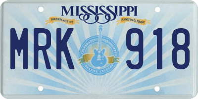 MS license plate MRK918