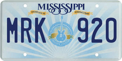MS license plate MRK920