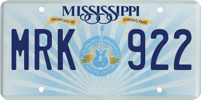 MS license plate MRK922