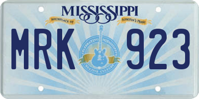 MS license plate MRK923