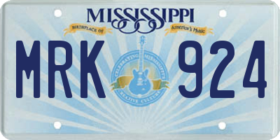 MS license plate MRK924