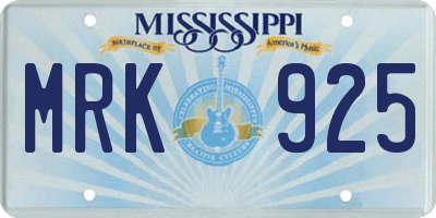 MS license plate MRK925